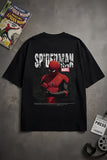 Siyah Örümcek Adam Marvel Baskılı Oversize T-Shirt