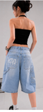Y2K Nakışlı Baggy Jean Porto Capri Beyaz-Spirder