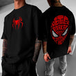 Siyah Örümcek Adam Parker Kırmızı Sırt Baskılı Oversize T-Shirt
