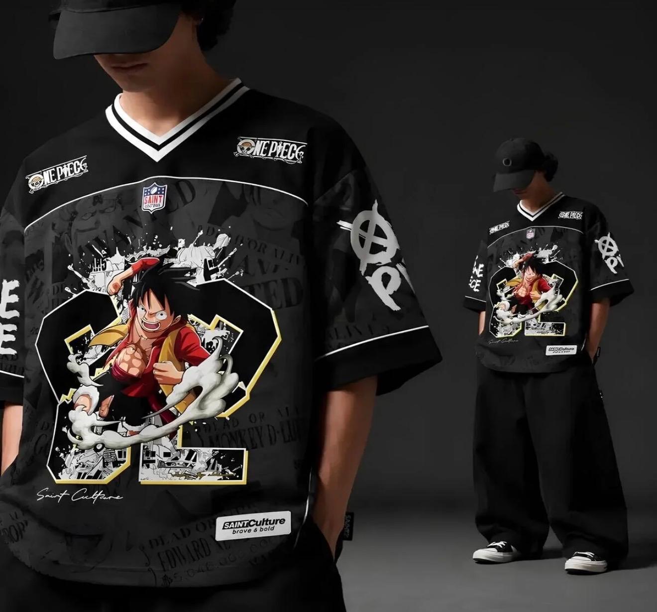Anime One Piece Luffy Forma Tshirt -Siyah