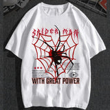 Beyaz Örümcek Ağı Whıte Great Power Baskılı T-Shirt
