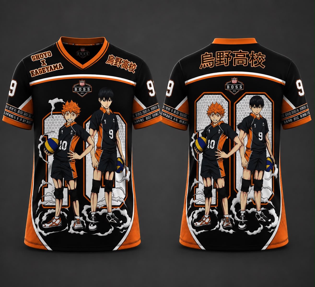 Haikyu Shoyo & Kageyama Unisex Siyah Forma