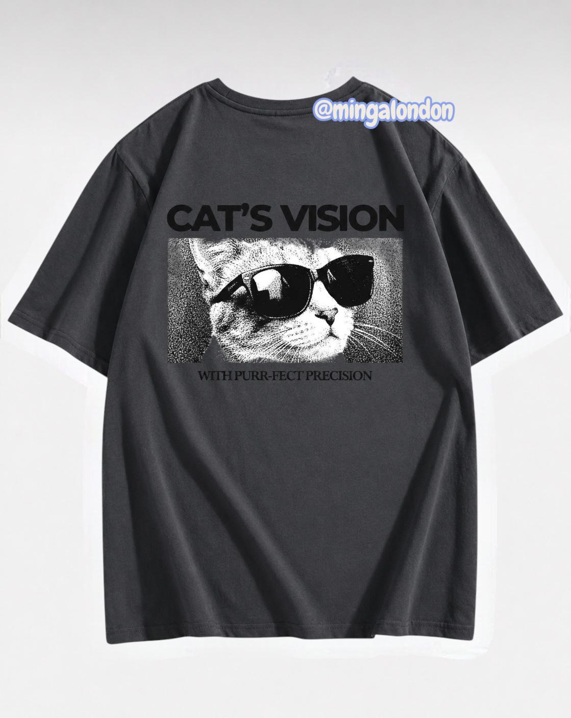 Cat's Vısıon Sırt Baskılı Füme T-Shirt
