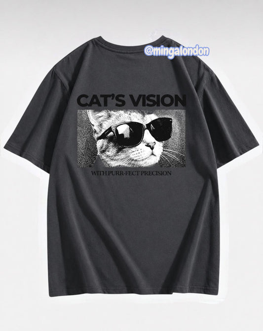 Cat's Vısıon Sırt Baskılı Füme T-Shirt