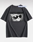 Cat's Vısıon Sırt Baskılı Füme T-Shirt