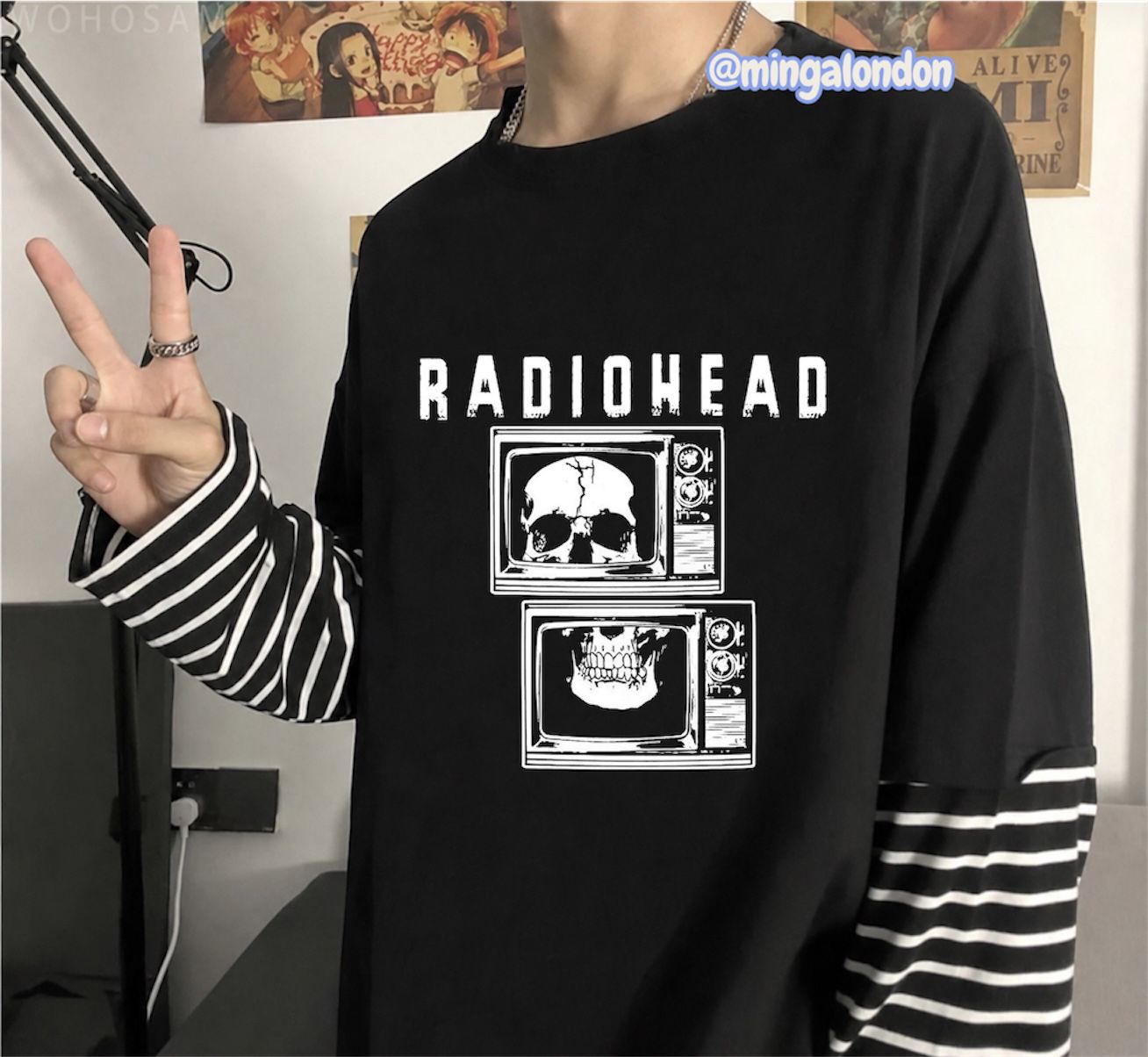 Fake Kollu Radıohead Baskılı Oversize T-Shirt