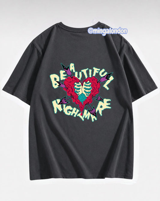Beautıful Nıght Mare Sırt Baskılı Füme T-Shirt