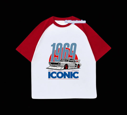 Kırmızı Reglan Kol 1969 Iconıc  Baskılı T-Shirt