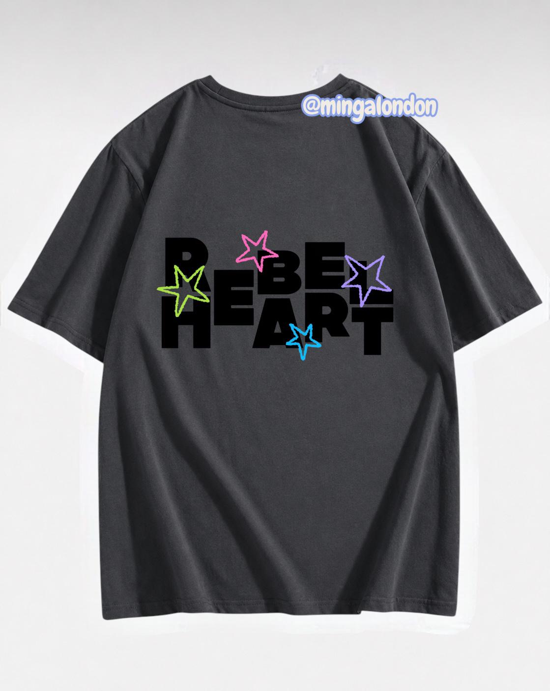 Rebel Heart Sırt Baskılı Füme T-Shirt
