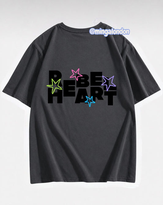 Rebel Heart Sırt Baskılı Füme T-Shirt