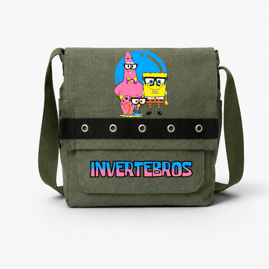 Haki Invertebros Baskılı Yuvarlak Kuşgözü Postacı Çantası