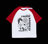 Kırmızı Reglan Kol Remember Choose Kındness Baskılı T-Shirt
