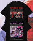 Siyah Spider Girl-Boy Sırt Baskılı 2'li Sevgili Arkadaş Kombin T-Shirt