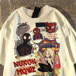 Beyaz Spider-Verse Çizgi Roman Baskılı Oversize T-Shirt