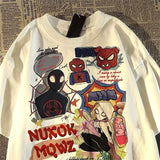 Beyaz Spider-Verse Çizgi Roman Baskılı Oversize T-Shirt