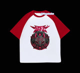 Kırmızı Reglan Kol Baby Metal Baskılı T-Shirt