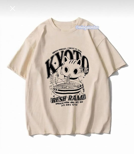 K-Yoto Baskılı Bej T-Shirt