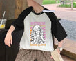 Reglan Kollu Mıtsurı Demon Slayer Baskılı T-Shirt