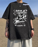 Yıkamalı Kumaş Hulk Hogan Baskılı Oversize T-Shirt
