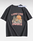 Long Lıve Cow Girls Sırt Baskılı Füme T-Shirt
