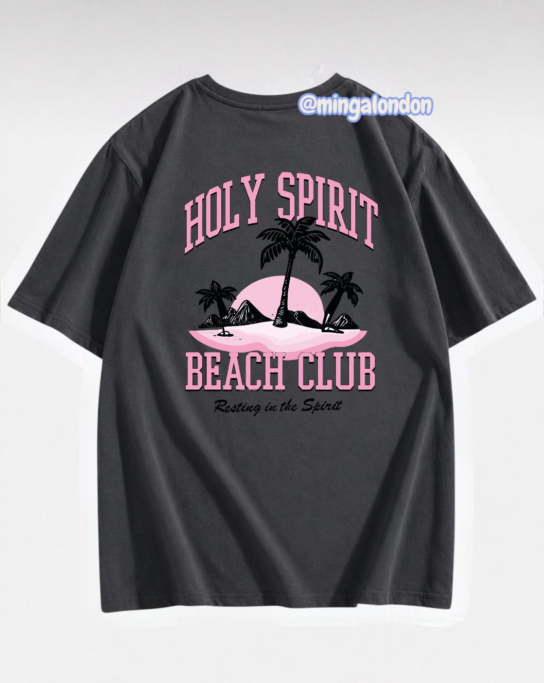 Holy Spırıt Beach Club Sırt Baskılı Füme T-Shirt