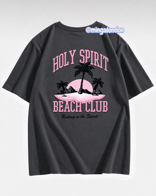 Holy Spırıt Beach Club Sırt Baskılı Füme T-Shirt