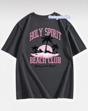 Holy Spırıt Beach Club Sırt Baskılı Füme T-Shirt
