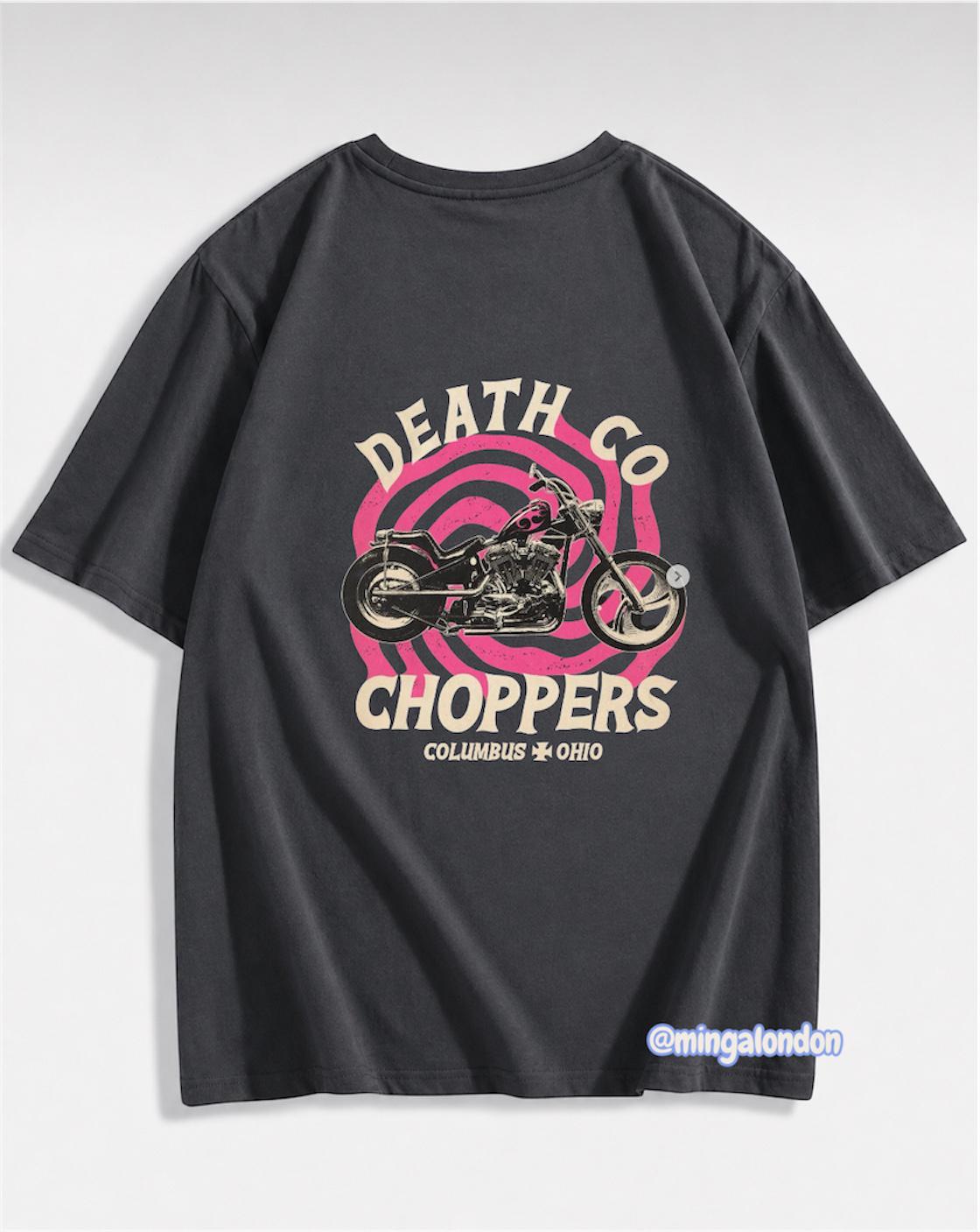 Death Co Choppers Sırt Baskılı Füme T-Shirt