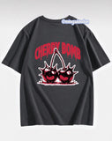 Cheryy Bomb Sırt Baskılı Füme T-Shirt