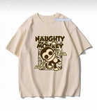 Naughty Monkey Baskılı Bej T-Shirt