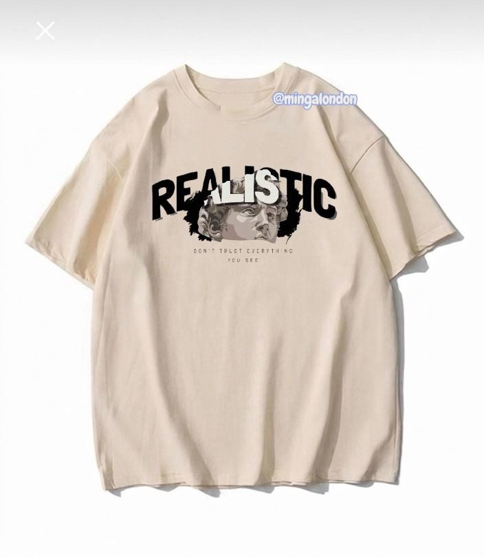 Realıstıc Baskılı Bej T-Shirt