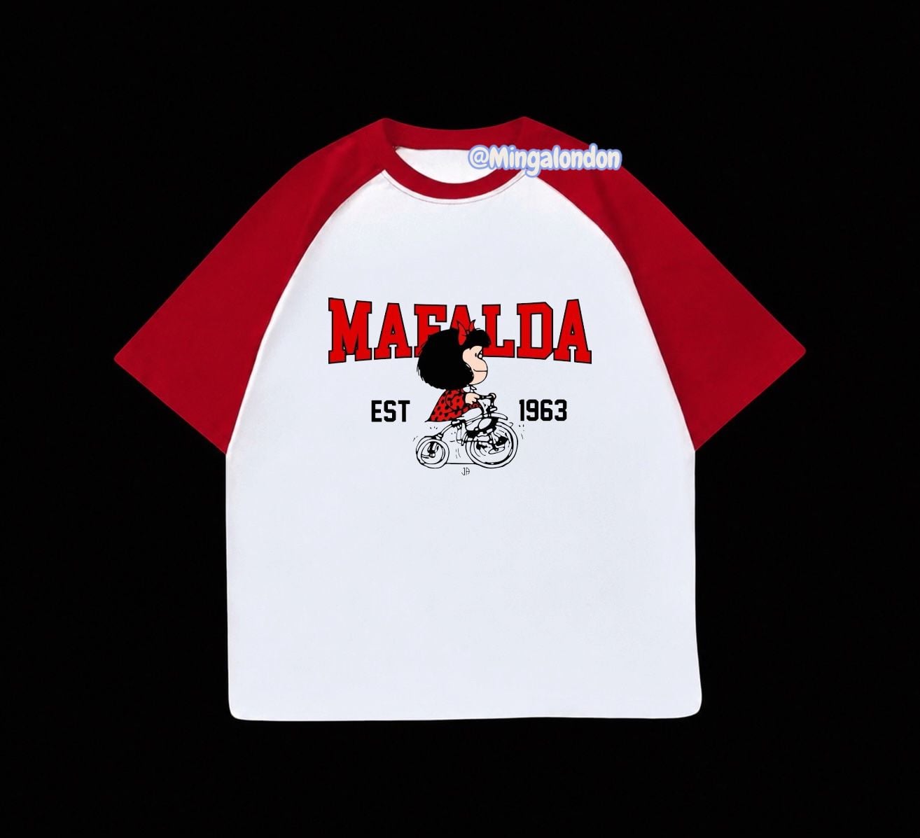 Kırmızı Reglan Kol Mafalda EST 1963 Baskılı T-Shirt