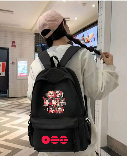 Siyah Anime K-Pop Baskılı Okul,Dershane,Kurs Sırt Çantası