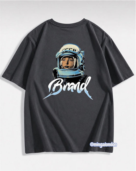 Brand Sırt Baskılı Füme T-Shirt