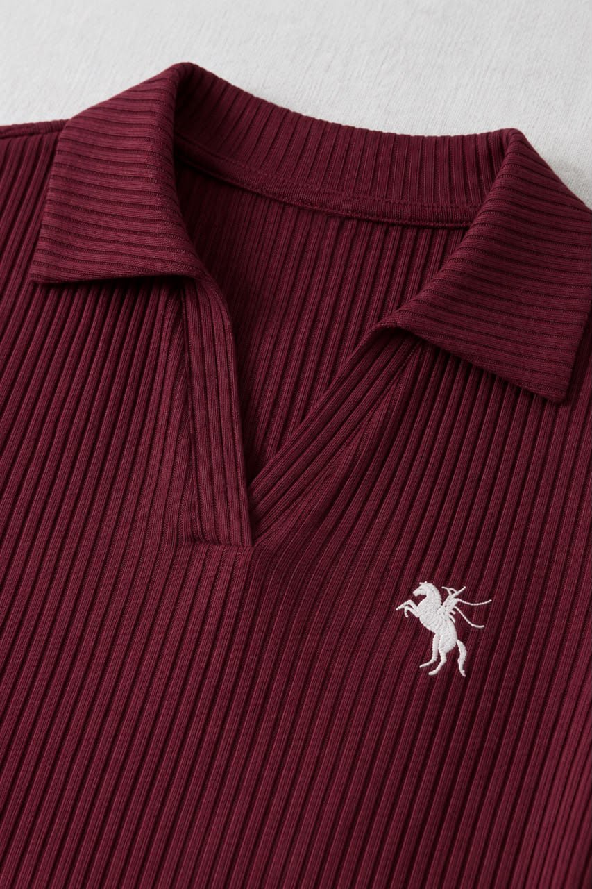 Polo Yaka Uzun Kol Fitilli Likralı Premium Zıbın