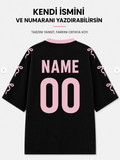 Kişiye Özel - Ribbon Pembe siyah Oversize Unisex