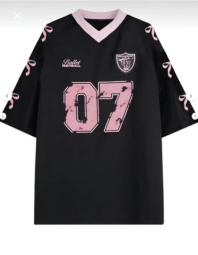 Kişiye Özel - Ribbon Pembe siyah Oversize Unisex