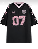 Kişiye Özel - Ribbon Pembe siyah Oversize Unisex