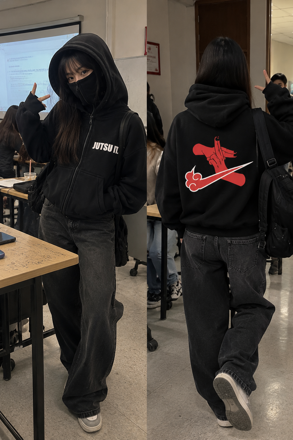 Baskılı Oversize Bacalava Maskeli Ninja  Sweatshirt Series