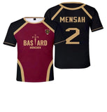 Siyah Bordo Anime Blue Lock Mensah 2 Baskılı Forma T-Shirt