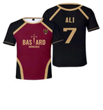 Siyah Bordo Anime Blue Lock Alı 7 Forma T-Shirt