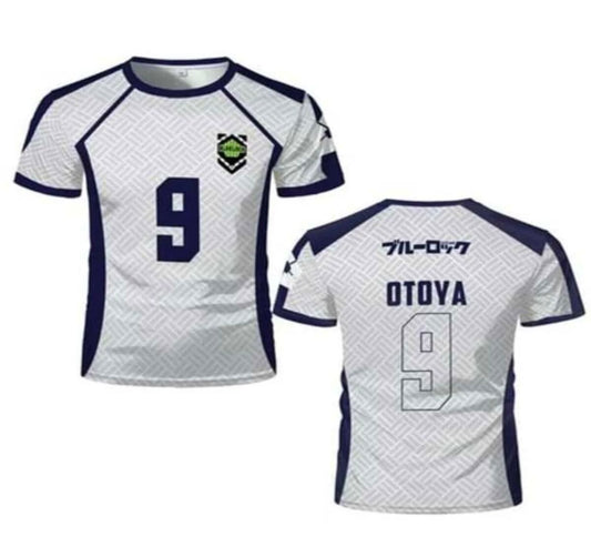 Beyaz Anime Blue Lock 9 Otoya Baskılı Forma T-Shirt