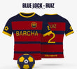 Kırmızı Blue Lock Barcha 2 Ruız Baskılı Forma T-Shirt