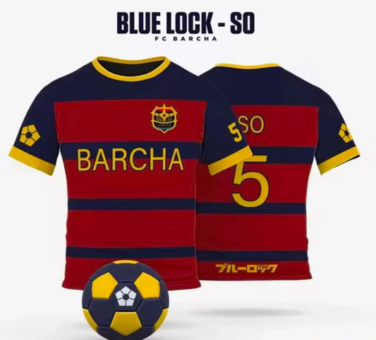 Kırmızı Blue Lock Barcha 5 So Baskılı Forma T-Shirt