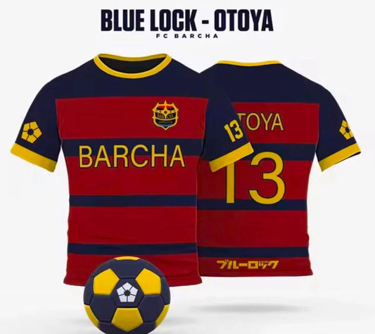 Kırmızı Bleu Lock Barcha 13 Otoya Baskılı Forma T-Shirt