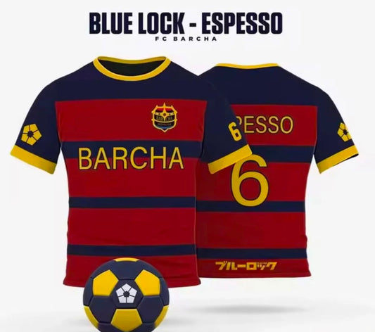 Kırmızı Blue Lock Barcha 6 Espesso Baskılı Forma T-Shirt
