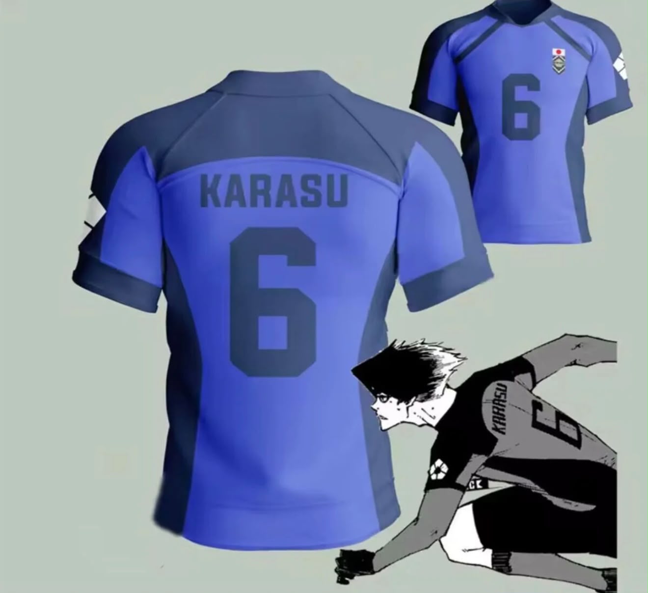 Blue Lock Mavi 6 Karasu Baskılı Forma T-Shirt
