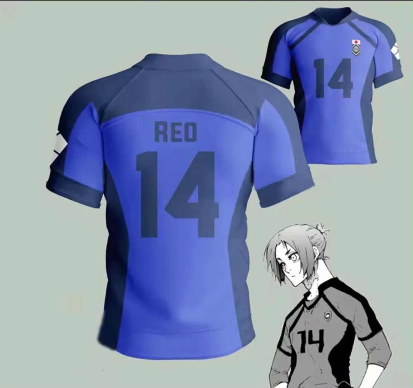 Blue Lock  Mavi 14 Reo Baskılı Forma T-Shirt