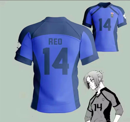 Blue Lock  Mavi 14 Reo Baskılı Forma T-Shirt
