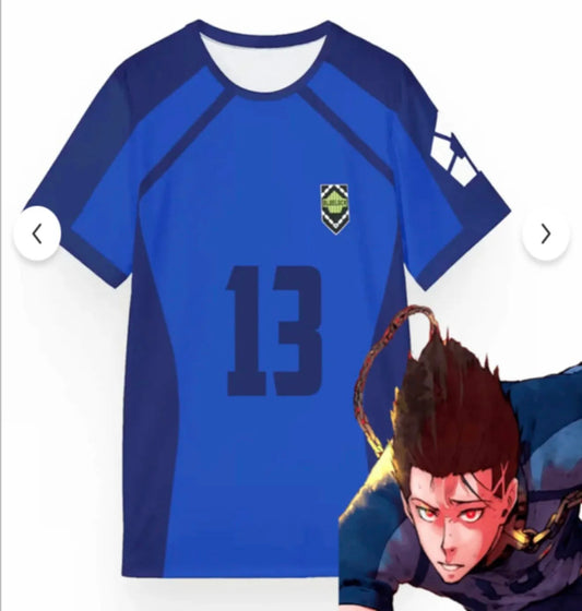 Blue Lock Mavi 13 Barou Baskılı Forma T-Shirt
